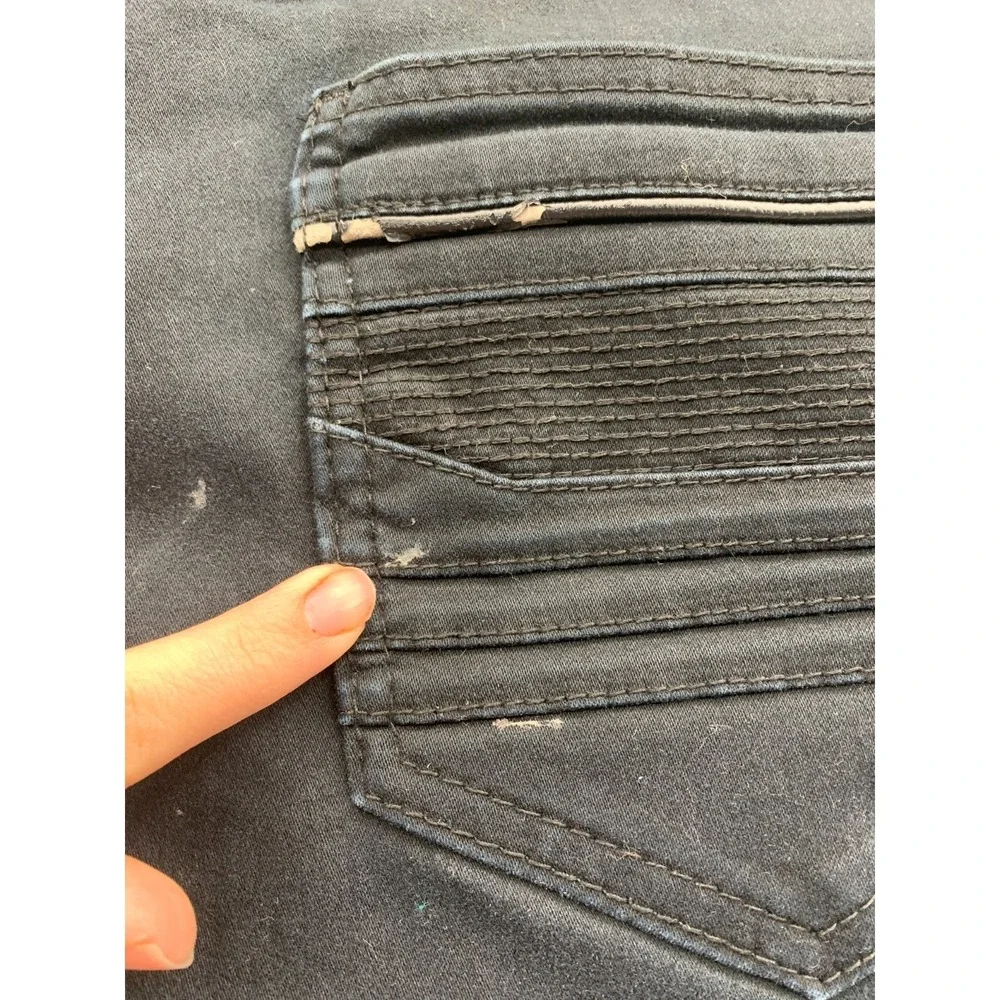 Fried Denim Jeans Mens 32x30 Black Cotton Stretch Whiskers Detail Mid Rise